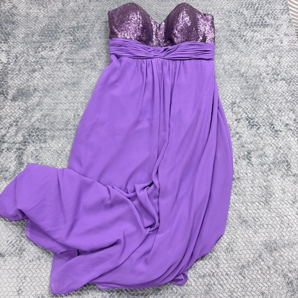 Christina Wu Occasions Purple Sequin Strapless Gown Dress Size 18
